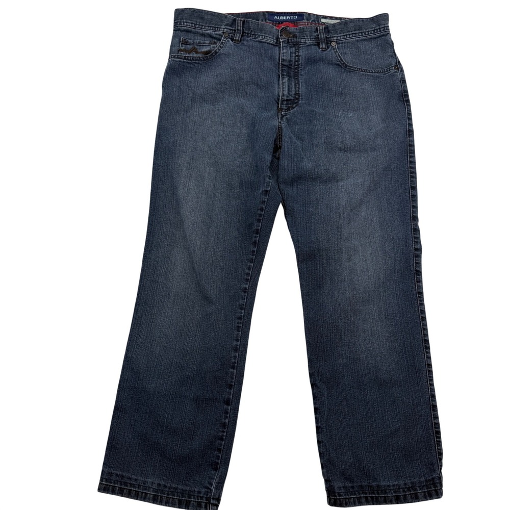 Alberto Jeans Mens 35x28 Blue Modern Fit Denim Stretch Dark Wash Pants